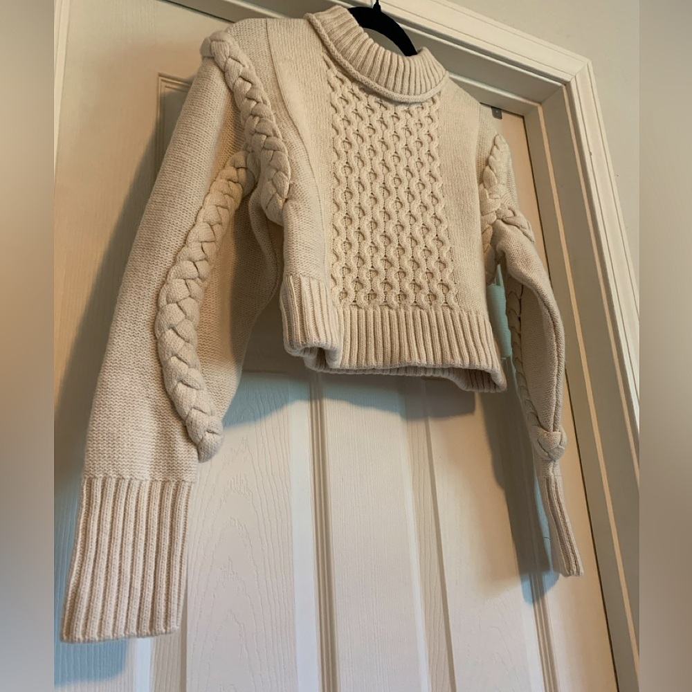NWT Zara cable knit wool blend cropped sweater, size small